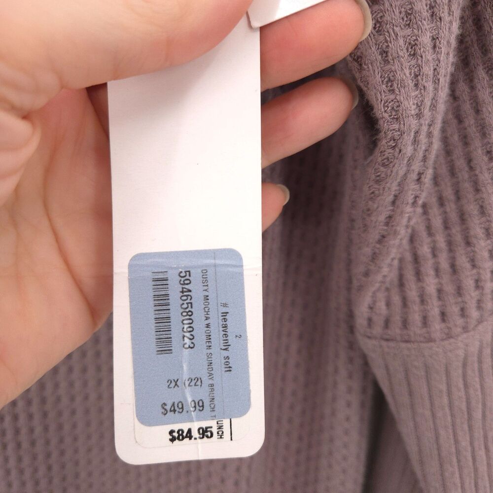 Soft Surroundings NWT cowl neck thermal waffle knit tunic top Size 2X‎ taupe - Picture 7 of 10